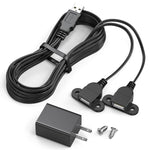 JUXINICE USB Charging Extension Panel Mount Cable,USB 2.0 Charging Port 1 to 2 Panel Mount with Screw Hole, Used for Furniture/Mobile Phones/Portable Power and More 5FT (USB Cable and Adapter)
