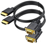 HDMI to VGA Cable 2-Pack, 3.3 Feet Gold-Plated Computer HDMI to VGA Monitor Cable Adapter Cord for Computer, Desktop, Laptop, PC, Monitor, Projector, HDTV, and More (NOT Bidirectional)