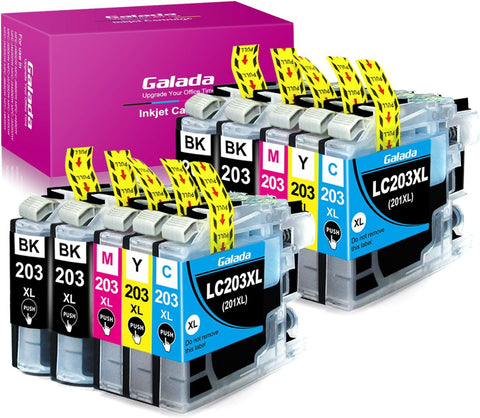 GALADA Compatible Ink Cartridge Replacement for Brother LC201 LC203 XL LC203XL for MFC J480DW MFC J485DW MFC J880DW MFC J460DW MFC J4620DW MFC J4420DW MFC J5520DW MFC J680DW Printer 10 Pack