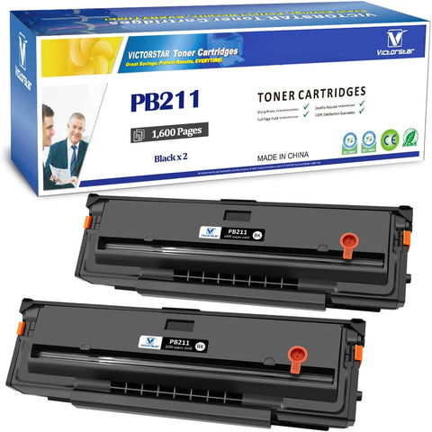 VICTORSTAR Compatible Toner Cartridges PB-211 PB211 PB 211 PB-211EV PB211EV PB 211EV 1600 Pages 2 Blacks for P2200 P2500W P2502W P2207 M6550 M6500NW M6550NW M6600 M6600NW M6552NW M6602NW Printer