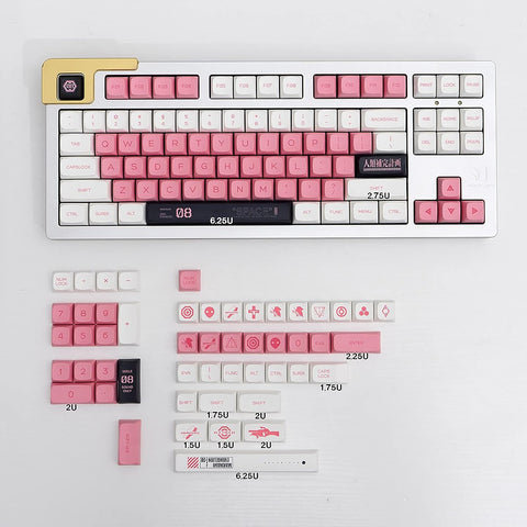 XDA Profile Keycaps 138 Keys PBT Dye Sub Pink White Keycaps Set Compatible with 60% 65% 95% Mechanical Keyboard Cherry Mx Gateron Switches