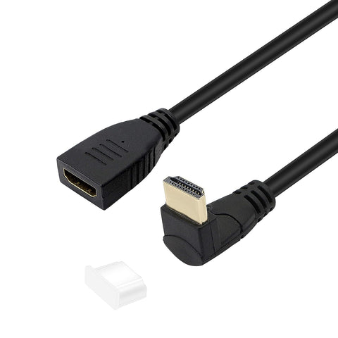 8K 90 Degree HDMI Cable,Gelrhonr Ultra High Speed 48Gbps Down Angled HDMI 2.1 Extension Cable Support 8K@60HZ 4K@120HZ HDCP 3D?Compatible with UHD TV, Blu-ray, PS3/4?0.6M? (Down Male/Female)