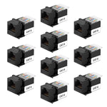 iGreely RJ45 Keystone Jack - 10Pack RJ45 CAT6/CAT5e Tool-Less No Punch Down Tool Required Gold Plated 10 GB Ethernet Cable Patch Panel Wall Plate (Black)