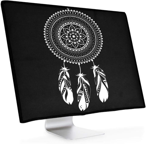 kwmobile Computer Monitor Cover Compatible with Apple iMac 27" / iMac Pro 27" - Mandala Dreamcatcher White/Black