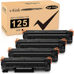 v4ink 4PK Compatible CRG-125 Toner Cartridge Replacement for Canon 125 CRG125 3484B001AA Toner Black Ink for Canon ImageClass LBP6030W LBP6030 LBP6000 MF3010 Printer