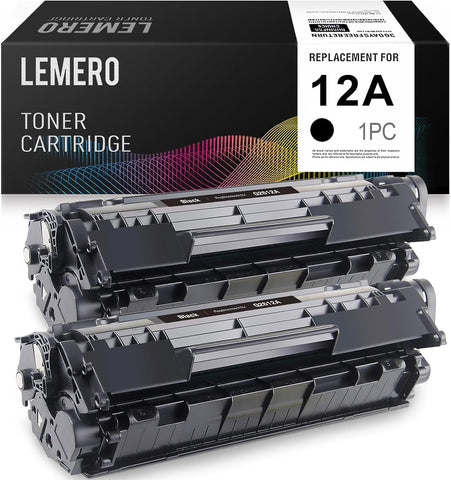 LEMERO Compatible Toner Cartridge Replacement for HP 12A Q2612A Black for hp Laserjet 1020 1022 1010 3015 3020 3030 3050 Series MFP M1005 M1319 Series Printer (2 Black, High Yield)