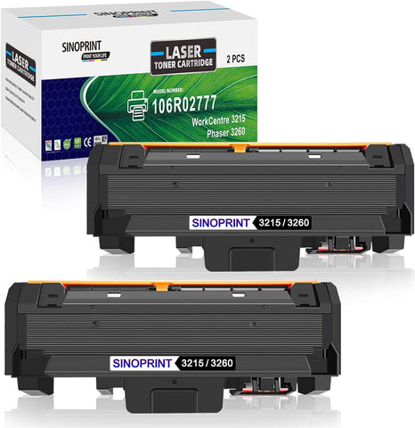 SINOPRINT Compatible 106R02777 Toner Cartridge Replacement for Xerox WorkCentre 3215 3215NI 3225 3225DNI Phaser 3260 3260DI 3260DNI 3052 106R02775 Printer Ink High Yield 3000 Pages (Black, 2-Pack)