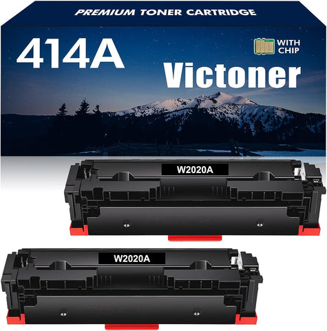 414A 414X Black Toner W2020A (with Chip) Compatible Replacement for HP 414A 414X 414 W2020X Work for HP414A Laserjet Color Pro MFP M479fdw M479fdn M454dw M454dn m479 m454 Printer Ink(2-Pack)