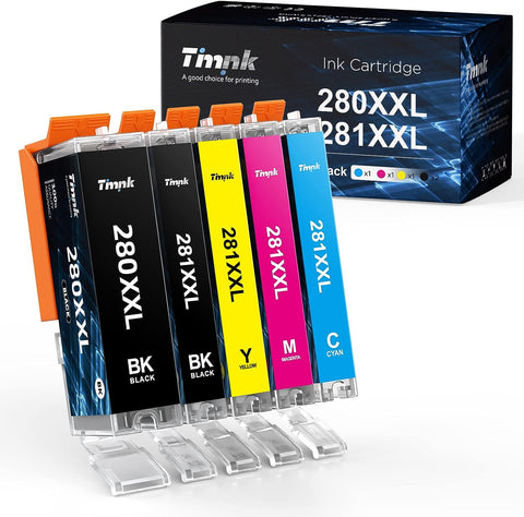 5 Pack Compatible Ink Cartridge Replacement for Canon PGI-280XXL CLI-281XXL 280 XXL 281 XXL for Canon PIXMA TR7520 TR8520 TS6120 TS6220 TS8120 TS8220 TS9120 TS9520 TS6320 TS9521C