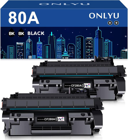 ONLYU Compatible Toner Cartridge Replacement for HP 80A CF280A 80X CF280X for HP Laserjet Pro 400 M401n M401dn M401dne M401dw M401 M401a M401d MFP M425dn M425dw Printer (Black, 2-Pack, High Yield)