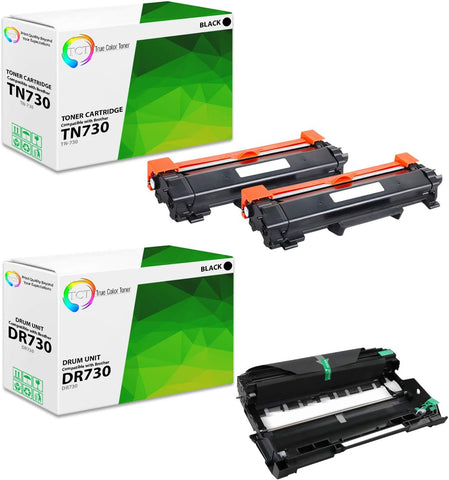 TCT Premium Compatible Toner Cartridge and Drum Unit Replacement for Brother TN730 DR730 Works with Brother HL-L2350DW L2370DW L2390DW, DCP-L2550DW, MFC-L2710DW Printers (2 TN-730, 1 DR-730) - 3 Pack