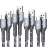 sweguard USB Type C Cable 3.1A Fast Charging [4-Pack 10ft+6.6ft+3.3ft+1ft], USB A to USB-C Charger Braided Cord for Samsung Galaxy S21 S20 S10 S9 S8+,Note 20 10 9 8,A71 A53 A32 A12,LG,Moto&More-Grey