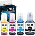 Transpex Compatible Ink Bottle Replacement for GI21 GI-21 Ink use with PIXMA G1220 G2260 G3260 Printer (4 Pack)