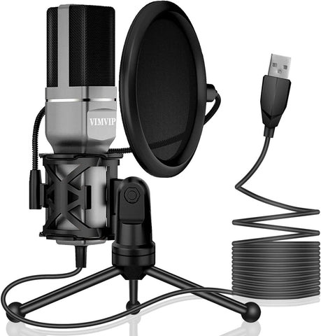 VIMVIP USB Microphone, Microphone for Computer USB Mic for PC Desktop Laptop Condenser Microphone to Recording Podcast Gaming Streaming YouTube