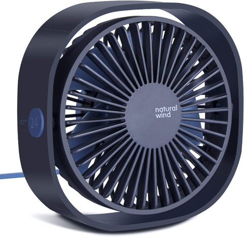 2023 Upgraded Small USB Desk Fan,3 Speeds Strong Wind and 360° Rotatable, Quiet USB Air Circulator Fan with Anti-slip Pad, Perfect Cooling for Office, Dorm, Camp, Laptop, Library - Navy Blue