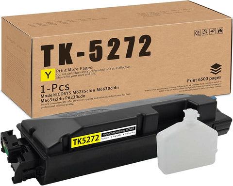 GULOYA TK-5272 TK-5272Y 1T02TVAUS0 Replacement for Kyocera TK5272 Toner for ECOSYS M6235cidn M6630cidn M6635cidn P6230cdn Toner Printer, 1-Pack Yellow