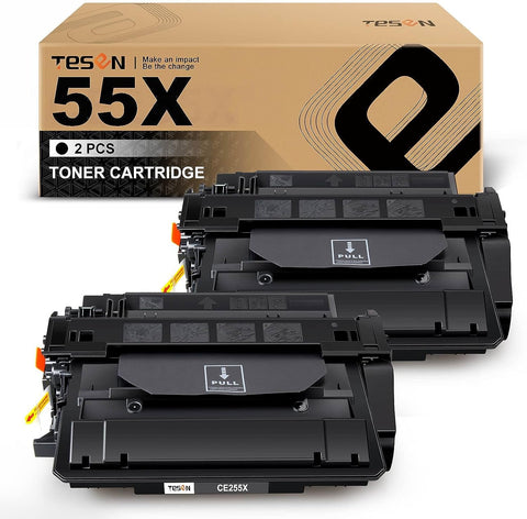 TESEN 55X CE255X Compatible Toner Cartridge Replacement for HP 55X CE255X High Yield for HP P3015dn P3015x P3015 Pro 500 MFP M521dn M521dw M521 M525 Printer 2 Packs Black