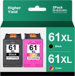 61XL Ink Cartridge Combo Pack High Yield Replacement for HP 61 Ink Work with Envy 5530 4500 4502 5534, Deskjet 1000 1010 3050 1056 1510, Officejet 4635 4630 Series Printer (Black, Tri-Color, 2-Pack)