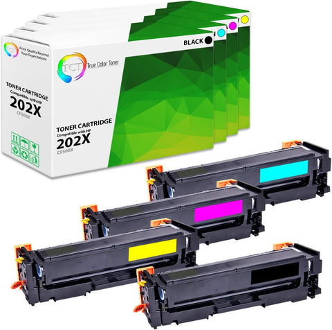 TCT Premium Compatible Toner Cartridge Replacement for HP 202X CF500X CF501X CF502X CF503X High Yield Works with HP Color Laserjet Pro MFP M280NW M254DW Printers (Black Cyan Magenta Yellow) - 4 Pack