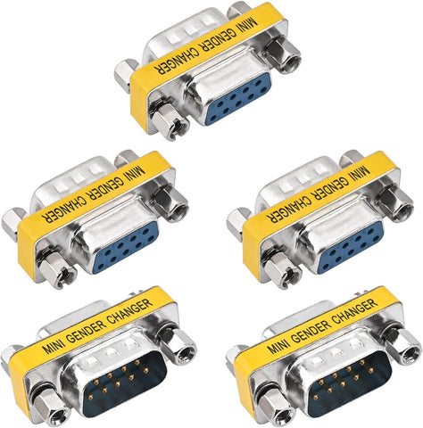 Fielect DB9 VGA Gender Changer 9 Pin Male to Female 2-Row Mini Gender Changer Coupler Adapter Connector for Serial Applications Blue Pack of 20