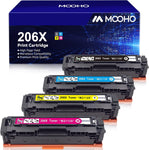 Mooho Compatible 206X Toner Cartridge Replacement for HP 206X 206A W2110X W2110A for HP Color Pro MFP M283fdw M283cdw M255dw M283 M255 Printer (Black Cyan Yellow Magenta, 4-Pack)