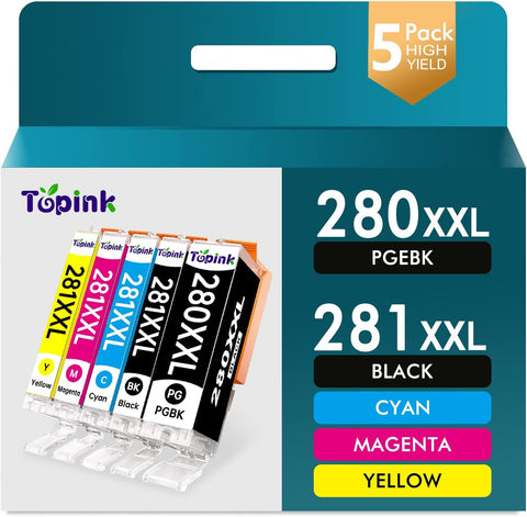 for Canon Ink 280 281 Black/Color for Canon Ink Cartridges 280 and 281 PGBK Value Pack XL XXL with Cannon PIXMA TR8520 TR8500 TR8620 TR8600 TS9120 TS6200 TS6220 TS8120 TS8220 TR7520 TS6120 TS6100