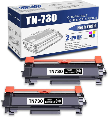 TN730 Compatible TN-730 Black Toner Cartridge Replacement for Brother TN-730 DCP-L2550DW MFC-L2710DW HL-L2350DW HL-L2370DW HL-L2390DW Toner.(2 Pack)