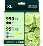 HOTOINK 950XL 951XL High Yield Compatible Ink (Cyan Magenta Yellow Black) 5-Combo Pack Replacement for HP 950 951 XL for OfficeJet Pro 8600 8610 8620 8100 8630 8660 8640 8615 8625 276DW 251DW Printer