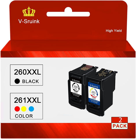 High-Yield 260XXL 261XXL Ink cartridges Replacement for Canon 260 261 Ink PG-260 XXL CL-261 XXL Ink catridges for Canon TS6420 TS5320 TR7020 Printer (1 Black, 1 Tri-Color)