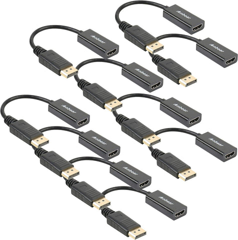 Anbear DisplayPort to HDMI Adapter, Display Port to HDMI Cable(Male to Female) for DisplayPort Enabled Desktops and Laptops Connect to HDMI Displays (10Pack, DP)