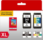 245XL 246XL Ink Cartridge High Yield Replacement for Canon Ink cartridges 245 and 246 PG-245XL CL-246 Used in PIXMA MX492 MX490 MG2522 MG2920 MG2922 TR4520 TR4522 TR4527 TS3320 TS3322 Printers 2-Pack