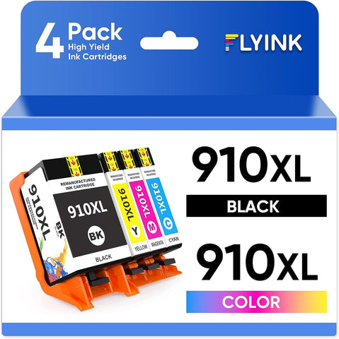 FLYINK 910 910XL Ink Cartridge Compatible with HP 910 Ink Cartridges Work with HP OfficeJet Pro 8025e 8020 8035 8023 8028e Printer