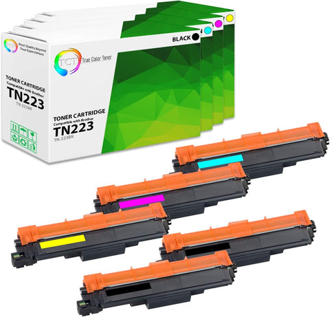 TCT Premium Compatible Toner Cartridge Replacement with Chip for Brother TN223 TN-223 works with Brother HL-L3210CW L3230CDW L3270CDW, MFC-L3710CW L3750CDW, DCP-L3510CDW Printers (B, C, M, Y) - 5 Pack