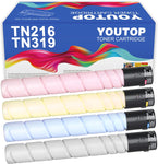 YOUTOP 4PK TN-216 TN-319 TN216 TN319 Toner Cartridge Compatible for Konica Minolta Bizhub C220 C280 C360