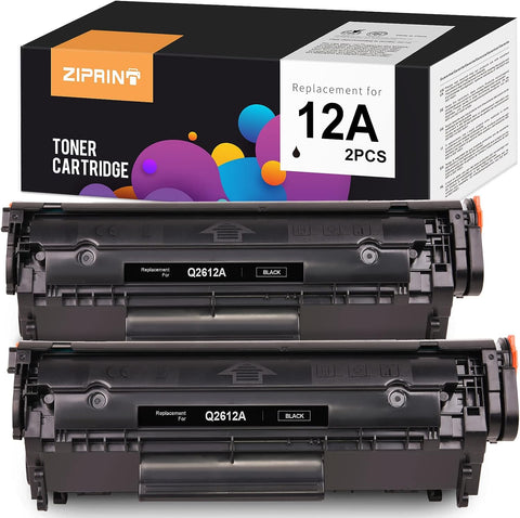 ZIPRINT Compatible Toner Cartridges Replacement for HP 12A Q2612A for HP Laserjet 1010 1020 1012 1022 1022n 3015 3055 1018 3030 Canon Imageclass D420 D450 D480 MF4150 MF4350D MF4270 (Black, 2-Pack)