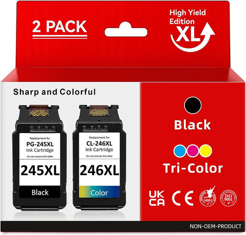 PG-245XL CL-246XL High Yield for Canon Ink Cartridges 245 246 Combo Pack Compatible for Canon Pixma MX490 MX492 MG2522 TS3122 TS3300 TS3322 TS3320 TR4500 TR4520 TR4522 MG2500 MG2922 TS3100 Printer