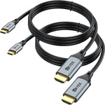 UKYEE USB C to HDMI Cable 6ft 2-Pack, 4K@60HZ USB Type-C to HDMI 6 Feet, USBC to HDMI Cord Compatible [Thunderbolt 3 Compatible] for MacBook Pro/Air, iMac, iPad Pro, Galaxy S20 S10, Surface and More