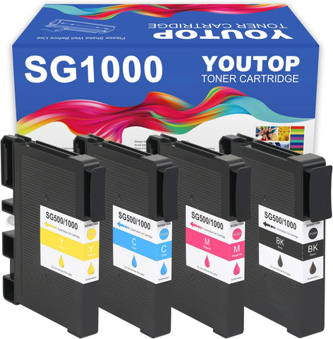 YOUTOP Compatible 4PK New Sublimation Ink Cartridge Compatible for Sawgrass Virtuoso SG500 SG1000 Printer