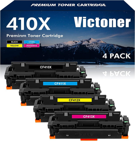 410X 410A Toner Cartridge 4 Pack High Yield Compatible Replacement for HP 410X 410A CF410X Work for HP Color Laserjet Pro MFP M477fnw M477fdw M477fdn M452nw M452dw Printer (Black/Cyan/Magenta/Yellow)