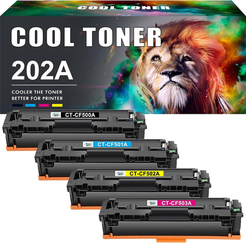 Cool Toner Compatible Toner Cartridge Replacement for HP M281fdw 202A 202X CF500A for HP Pro MFP M281fdw M254dw M281cdw M281dw M280nw M254 M281 Printer (Black Cyan Yellow Magenta, 4-Pack)