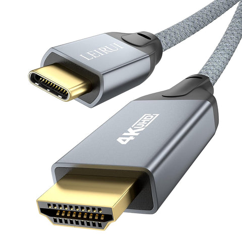 LEIRUI USB C to HDMI Cable 4K 60Hz 10FT Thunderbolt 4/3 to HDMI Type-C to HDMI Braided Cord Converter Support 3D HDR Compatible with MacBook Pro/Air, iMac, iPad Pro, Galaxy S20 S10, Surface, Dell, HP