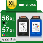 Printer Ink 56 57 Replacement for HP 56 57 Ink Cartridges Combo Pack Fit for HP OfficeJet 5610 6110 5510 4215 PhotoSmart 7660 7760 7960 DeskJet 5550 5650 PSC 1315 Printers (1 Black, 1 Color, 2-Pack)