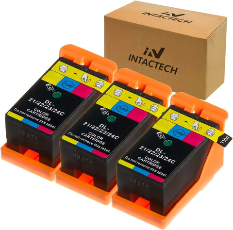 Intactech 3-Pack Y499D Color Replacement for Dell V515w, V715w, V313w Ink Cartridges Compatible with Dell Series 21 22 23 24 Work for Dell V313, V313w, V515w, V715w, P513w, P713w Printer