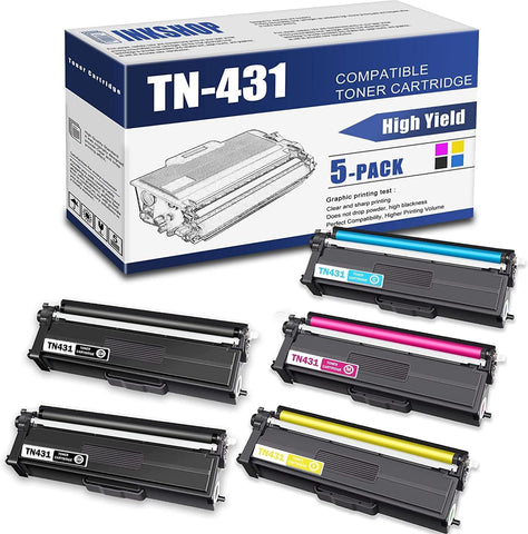 TN431 Compatible TN-431BK TN-431C TN-431Y TN-431M Toner Cartridge Replacement for Brother TN-431 HL-L8260CDW HL-L8360CDW DCP-L8410CDW MFC-L8610CDW Toner.(2BK+1C+1Y+1M)