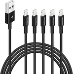 FEEL2NICE 5 Pack 10ft Charger Cord for Long 10 Foot iPhone Charging Cable/Data Sync Fast iPhone USB Charging Cable Cord Compatible with iPhone X Case/8/8 Plus/7/7 Plus/6/6s Plus/5s/5,iPad Case(Black)