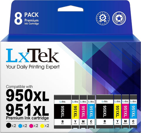 LxTek Compatible Ink Cartridge Replacement for HP 950XL 951XL 950 XL 951 XL to use with OfficeJet PRO 8600 8610 8620 8630 8100 8625 8615 276dw, 8 Pack (2 Black|2 Cyan|2 Magenta|2 Yellow)