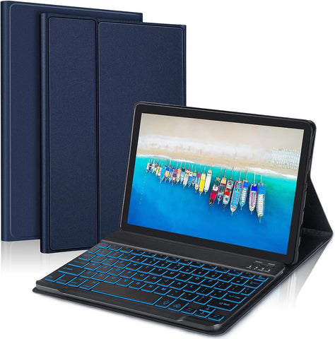 JADEMALL Keyboard Case for HD 10/HD 10 Plus Tablet (11th Generation, 2021) 10.1" – 7 Colors Backlight Detachable Wireless Keyboard – Smart Folio Cover for HD 10/10 Plus 2021