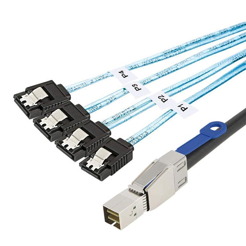 CableCreation SFF-8644 to 4 Sata 7 Pin Cable, External Mini SAS HD SFF-8644 to 4 Port SATA Cable, Hard Disk Data Server Raid Cable 2 M / 6.6 FT