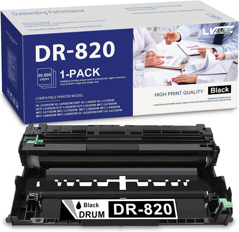 LVELIMIT Compatible 1 Pack DR-820 DR820 Drum Unit Replacement for Brother HL-L6400DW/DWT HL-L6300DW HL-L5000D HL-L5200DW/DWT HL-L5100DN Printer Ink, Black (Super High Yield 30,500 Pages)