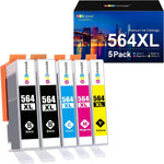 GPC Image Compatible Ink Cartridge Replacement for HP 564XL 564 XL Compatible with DeskJet 3520 3522 Officejet 4620 Photosmart 5520 6510 7520 7525 Printer (2 Black 1 Cyan 1 Magenta 1 Yellow, 5 Pack)